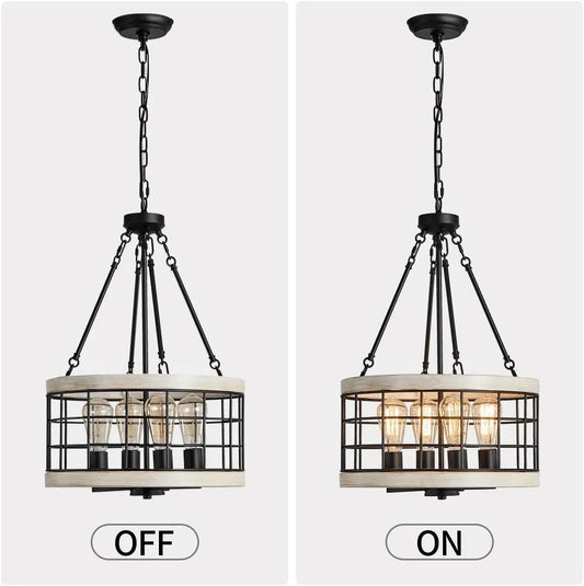 AIHYING Farmhouse 4-Light Chandelier, UL Listed (NEW)