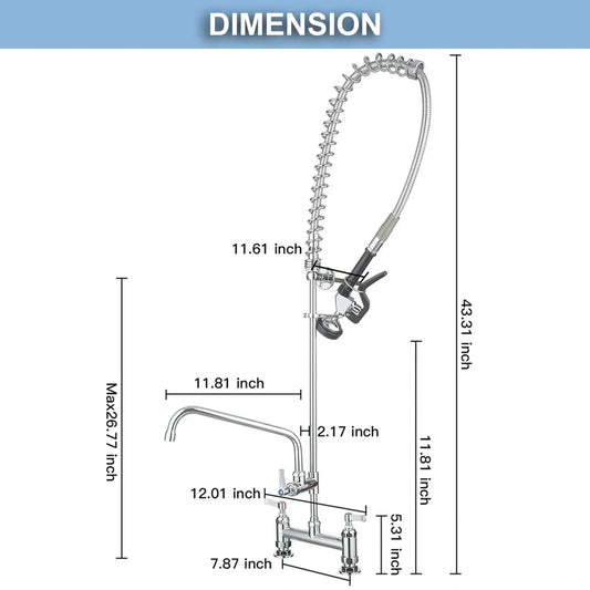 BATHFINESSE Commercial Faucet with Sprayer (NEW)