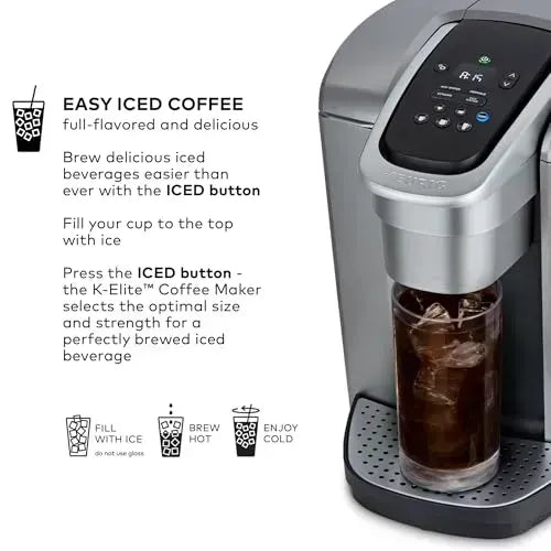 Keurig K-Elite Single Serve K-Cup Pod Coffee Maker, 8 to 12oz Brew Size