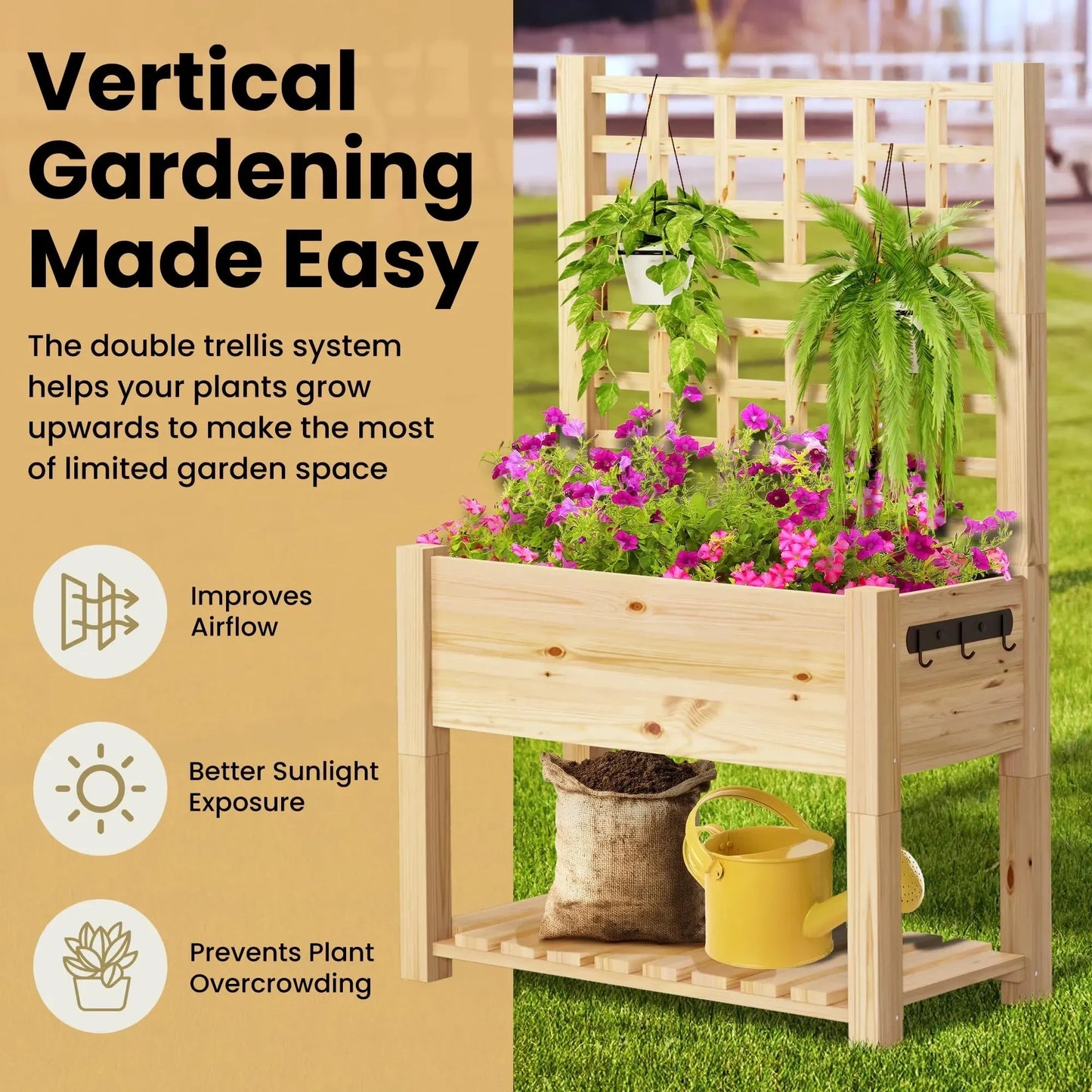 Growing Grounds Elevated Wooden Planter Box (NEW)