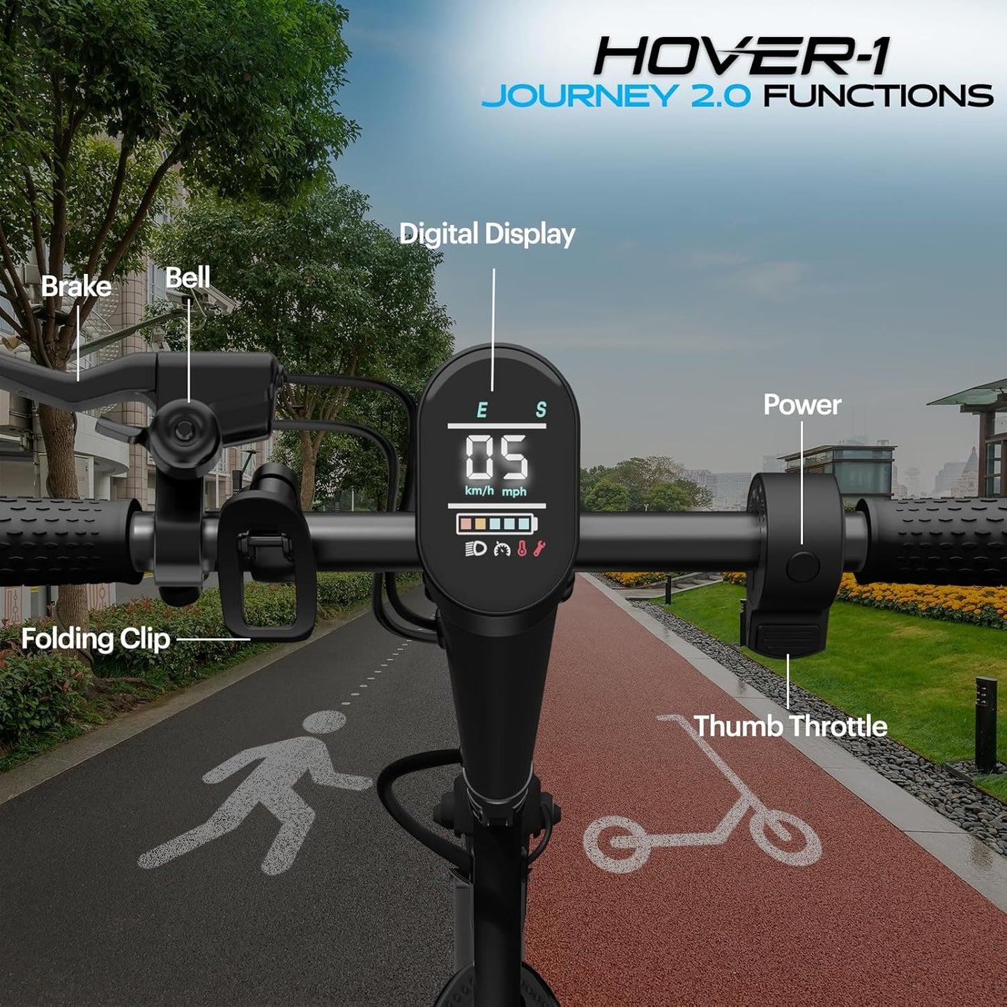 Hover-1 Journey 2.0 Electric Folding Scooter, 350W Motor