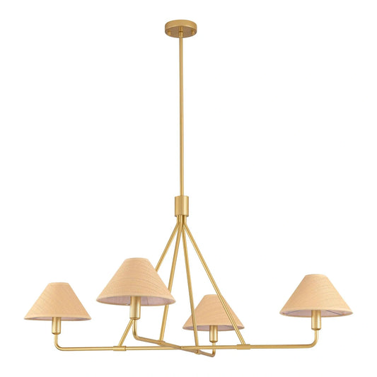 46 inch Gold Chandelier Boho Rattan Dining Room Light (NEW)