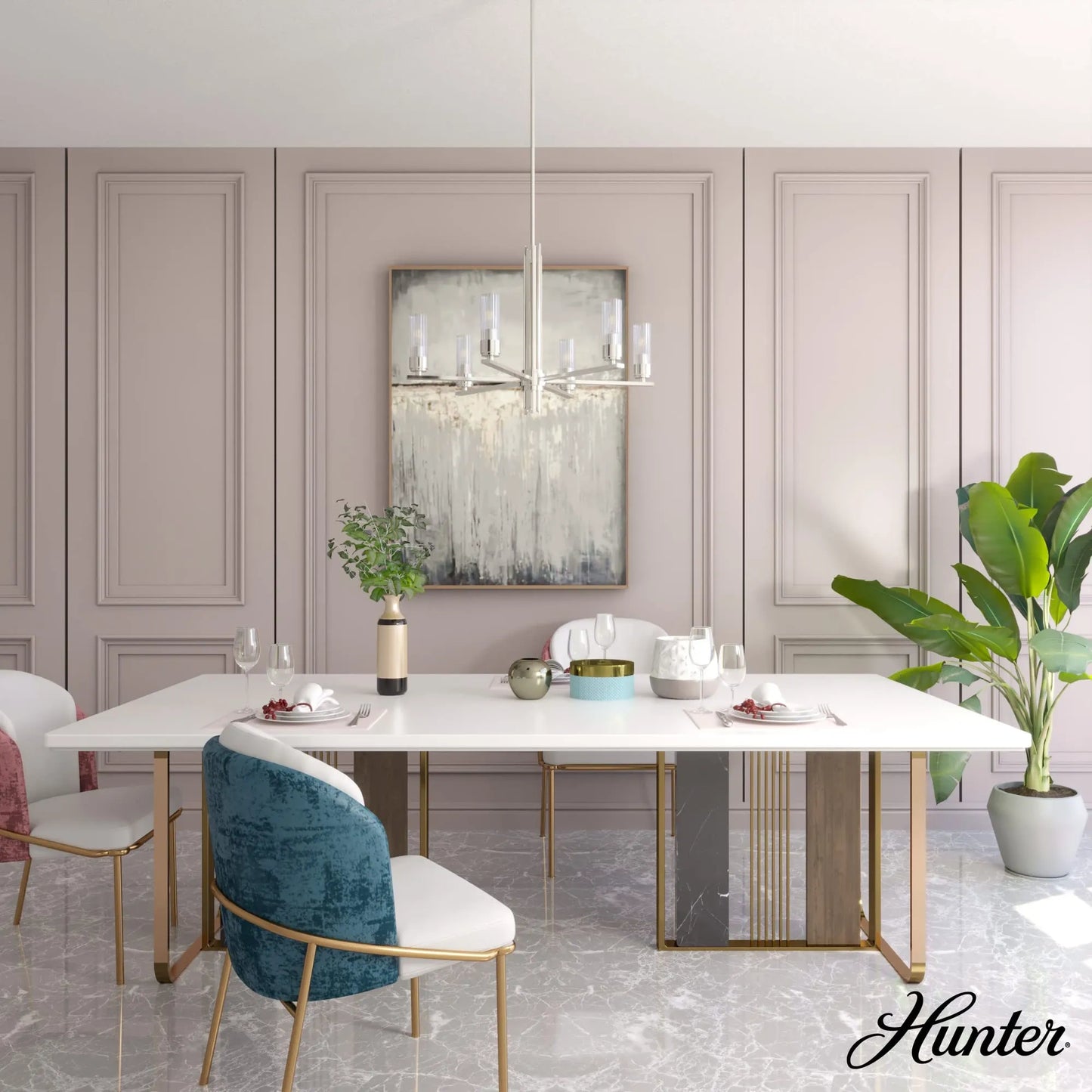 Hunter Gatz 6-light Large Chandelier (NEW)