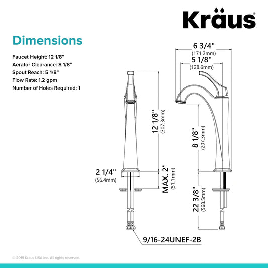 Kraus Tall Vessel Bathroom Faucet 2 Pack (NEW)