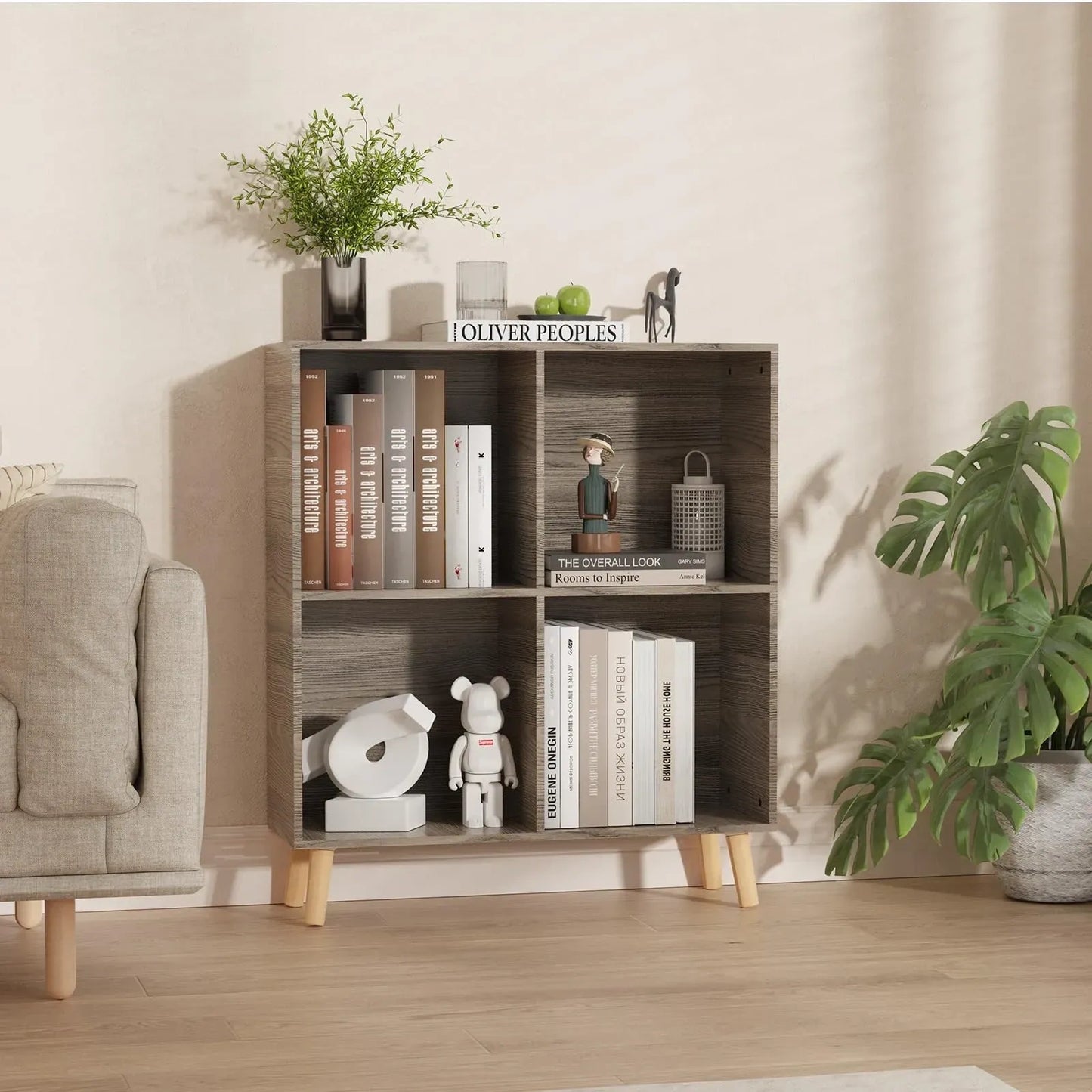 Wooden 4 Cube Open Bookcase (NEW)