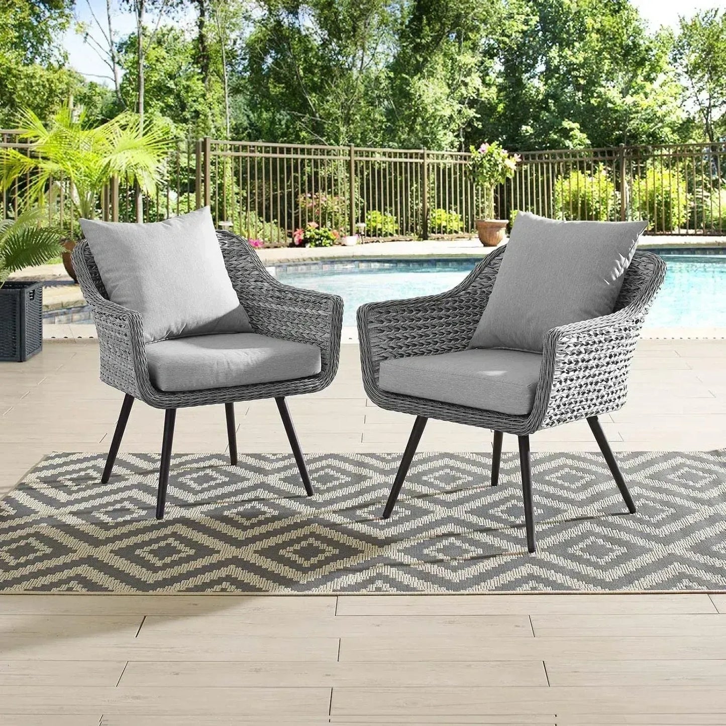 Modway Endeavor Armchair Outdoor Patio Wicker Rattan (Set of 2) (NEW)
