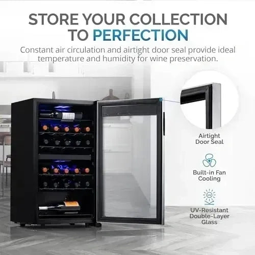 NewAir Freestanding 28 Bottle Dual Zone Wine Fridge, AW-281E