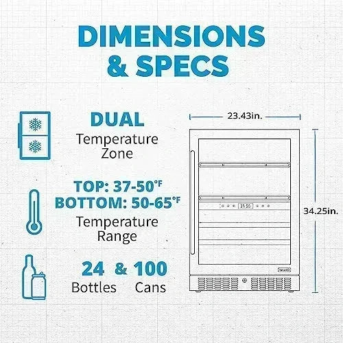 Newair 24 Bottles and 100 Cans Compact Fridge