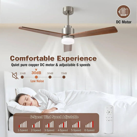 52-Inch Wood Ceiling Fans with Lights and Remote (NEW)