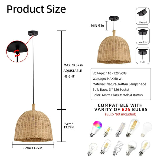 3-Light Rattan Pendant Lights (NEW)