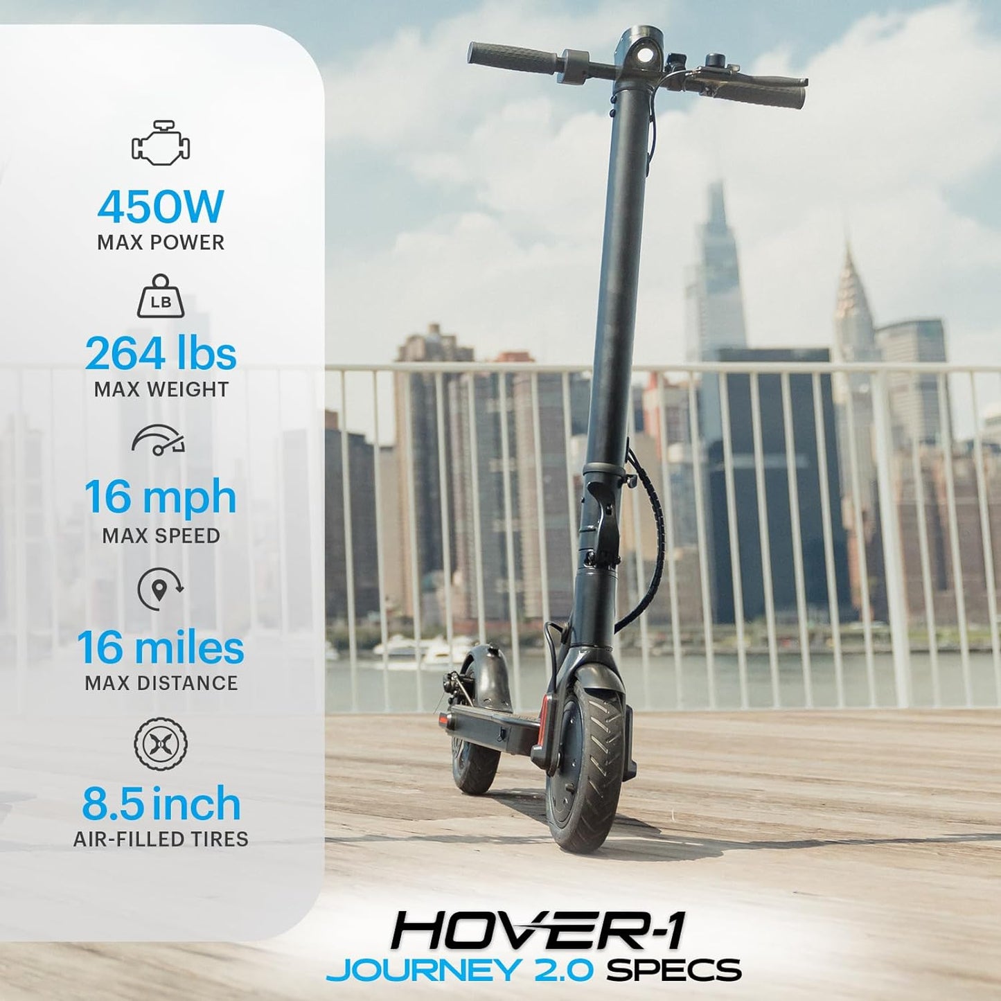 Hover-1 Journey 2.0 Electric Folding Scooter, UL-Certified, 350W Motor (NEW)