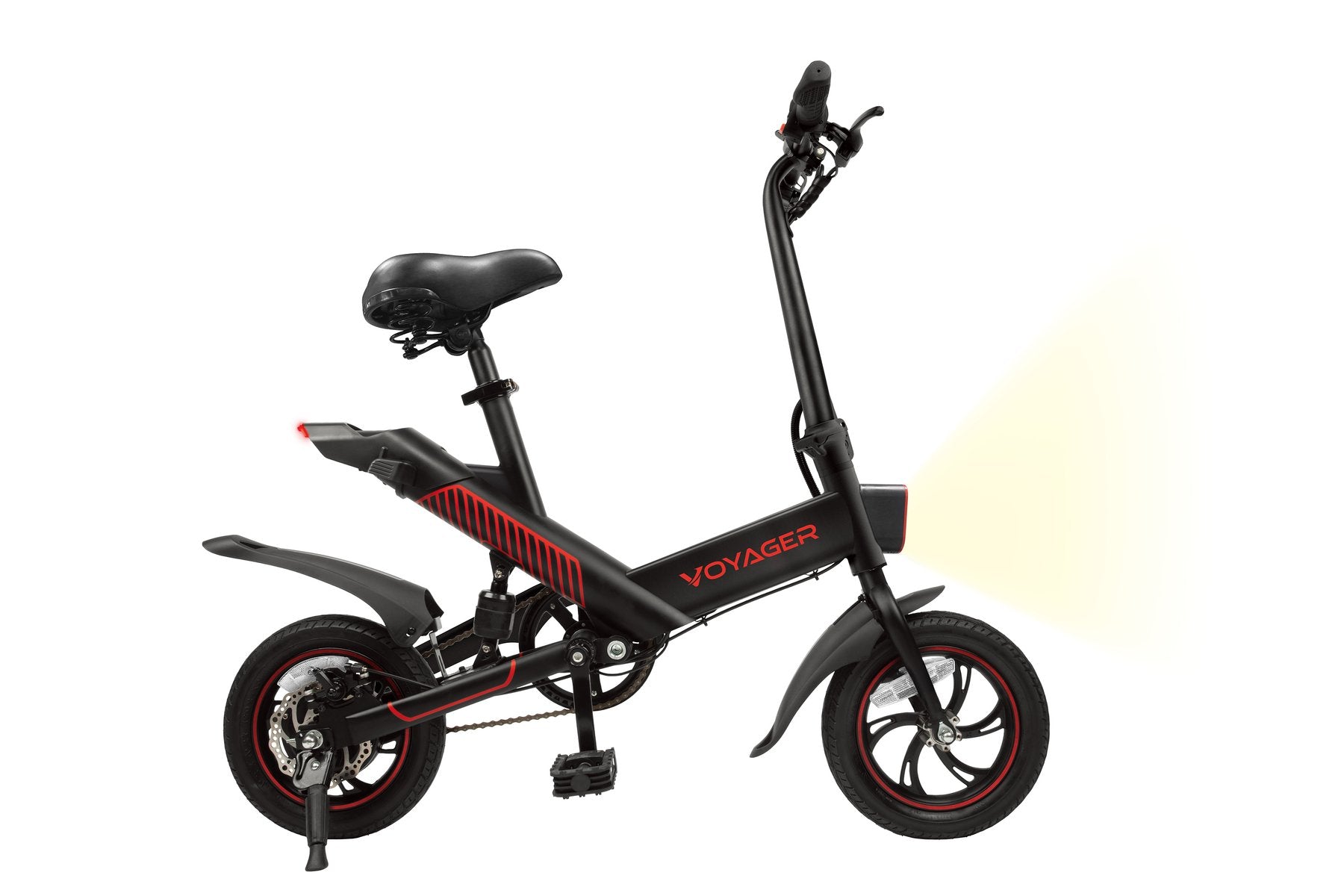 Voyager Compass Electric Bike, UL-Certified, 250W Motor, Black/Red