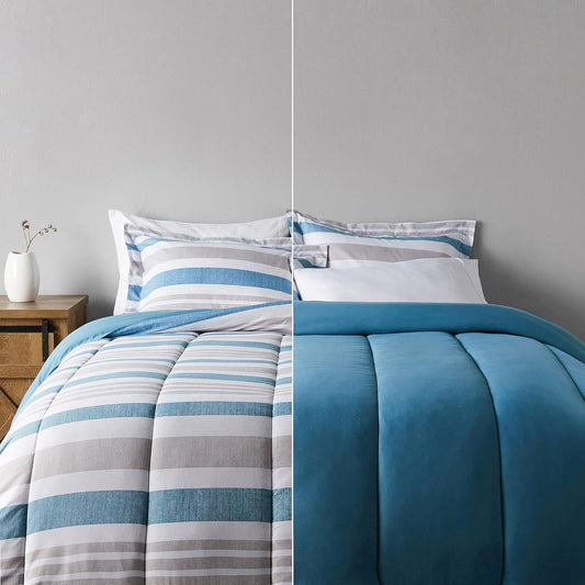 ultra-soft-light-weight-microfiber-reversible-comforter-bedding-set-b08fcpfwhc-new-teal/beige stripes-1