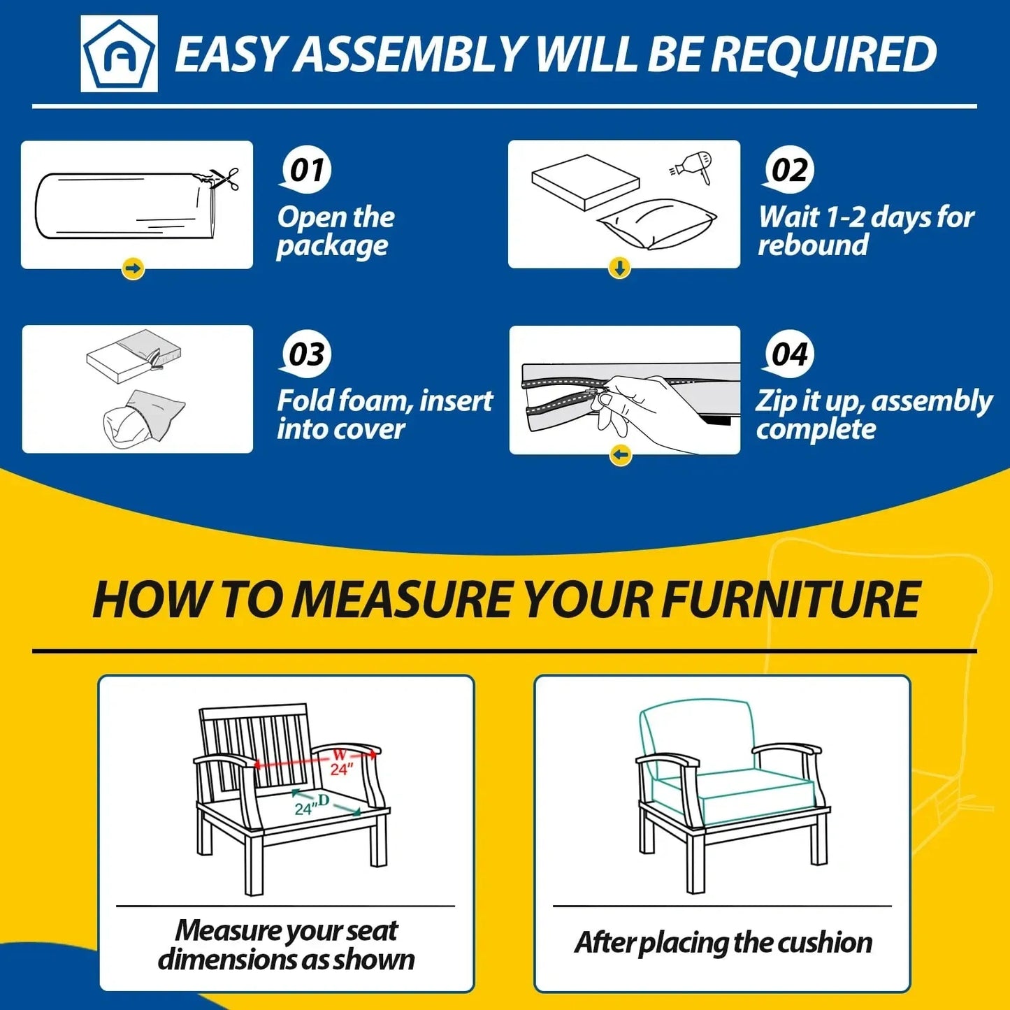 Outdoor Waterproof Deep Seat Cushions (NEW)