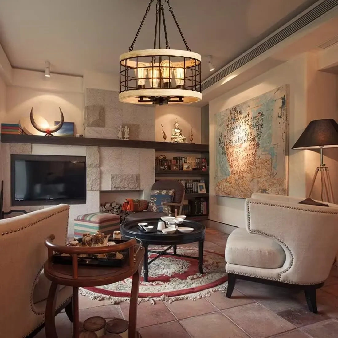 AIHYING Farmhouse 4-Light Chandelier, UL Listed (NEW)