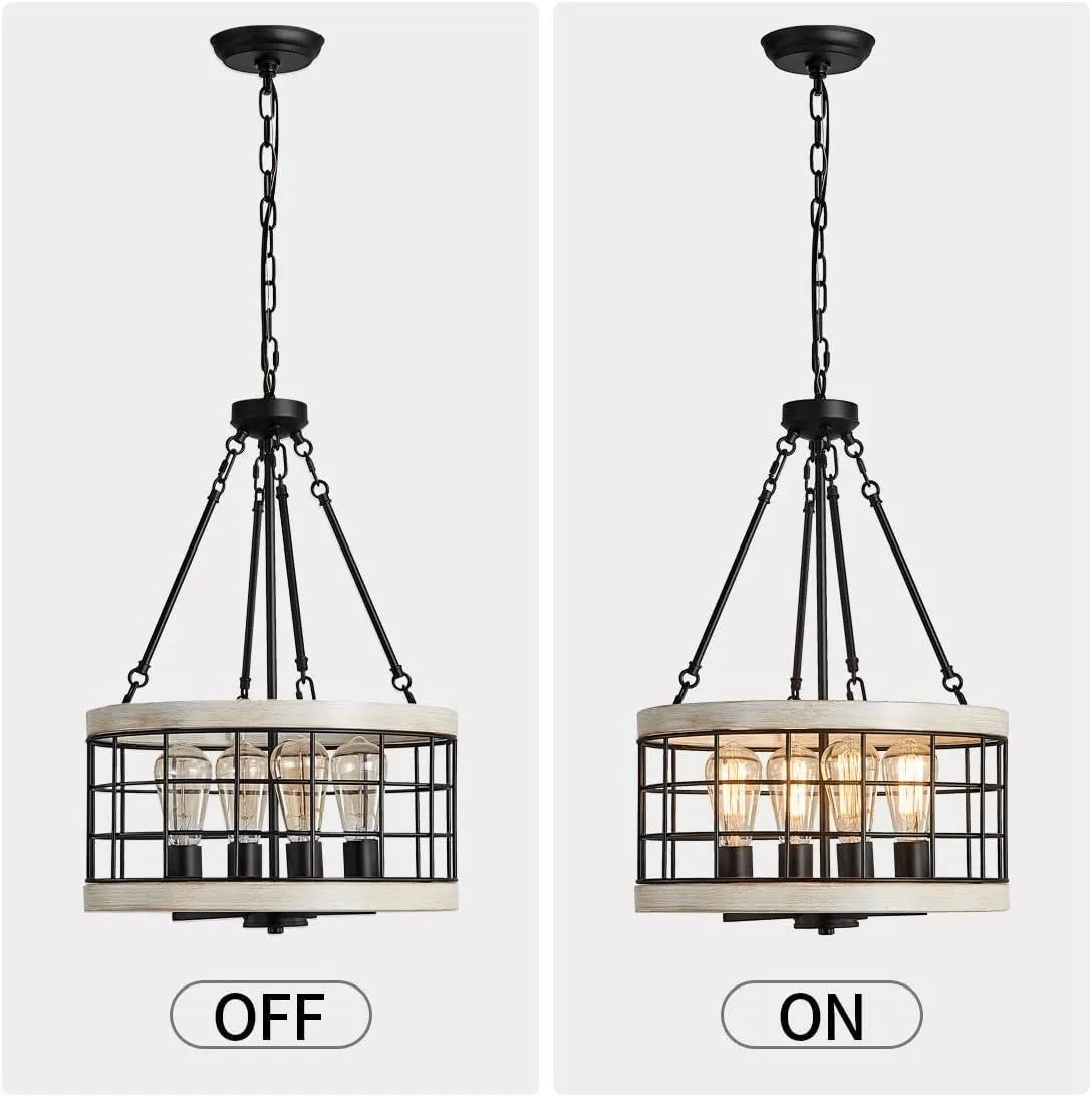AIHYING Farmhouse 4-Light Chandelier, UL Listed (NEW)