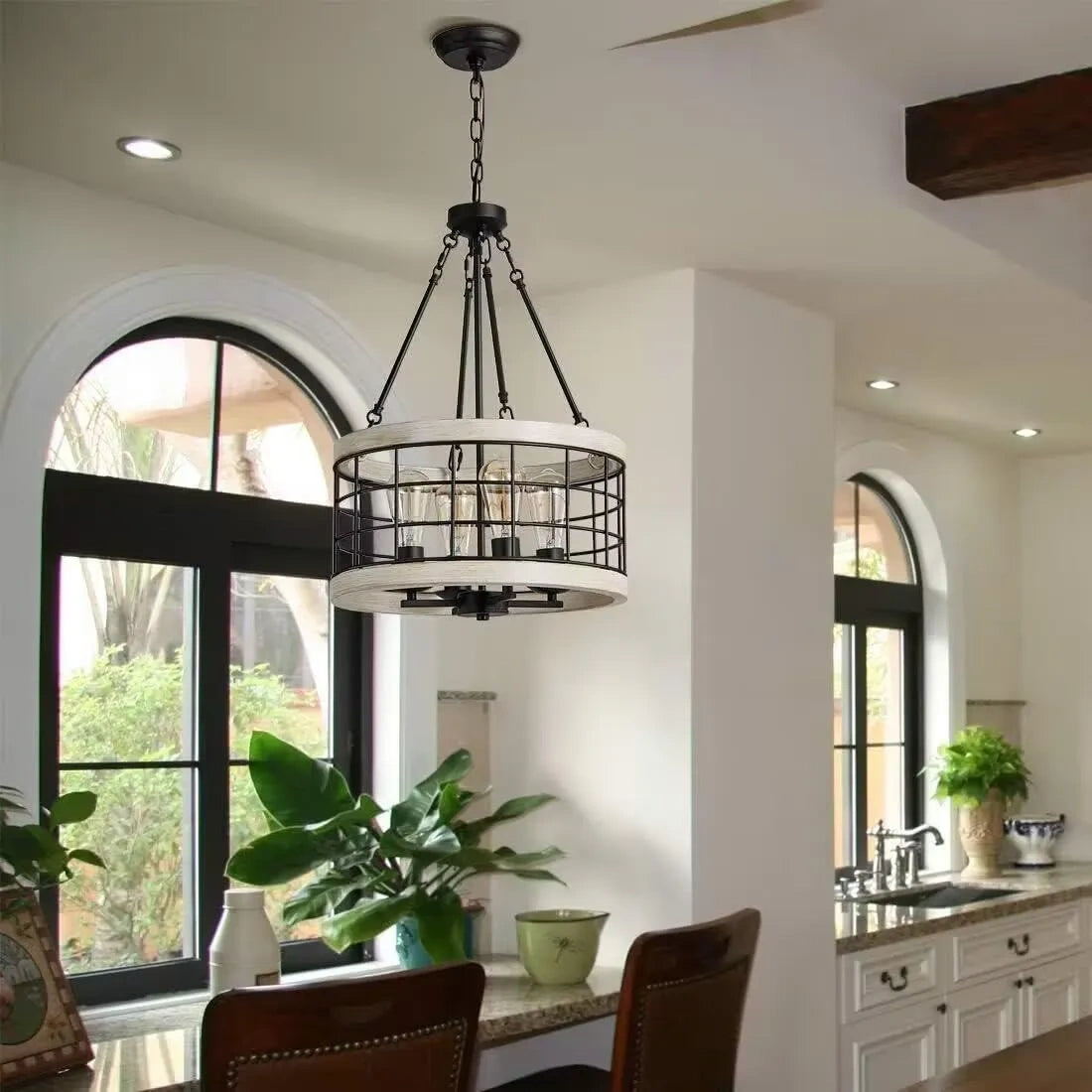 AIHYING Farmhouse 4-Light Chandelier, UL Listed (NEW)