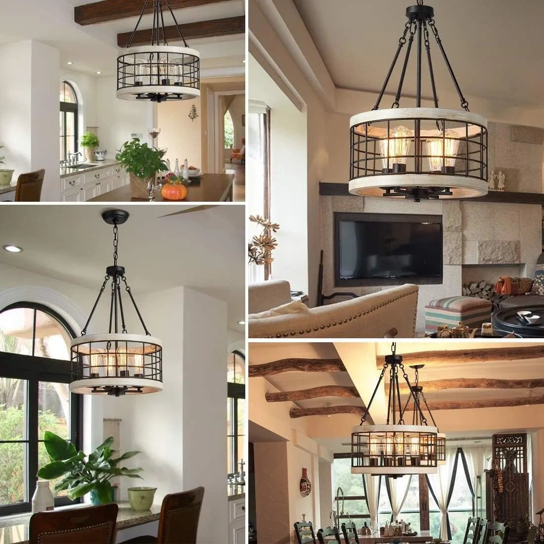 AIHYING Farmhouse 4-Light Chandelier, UL Listed (NEW)