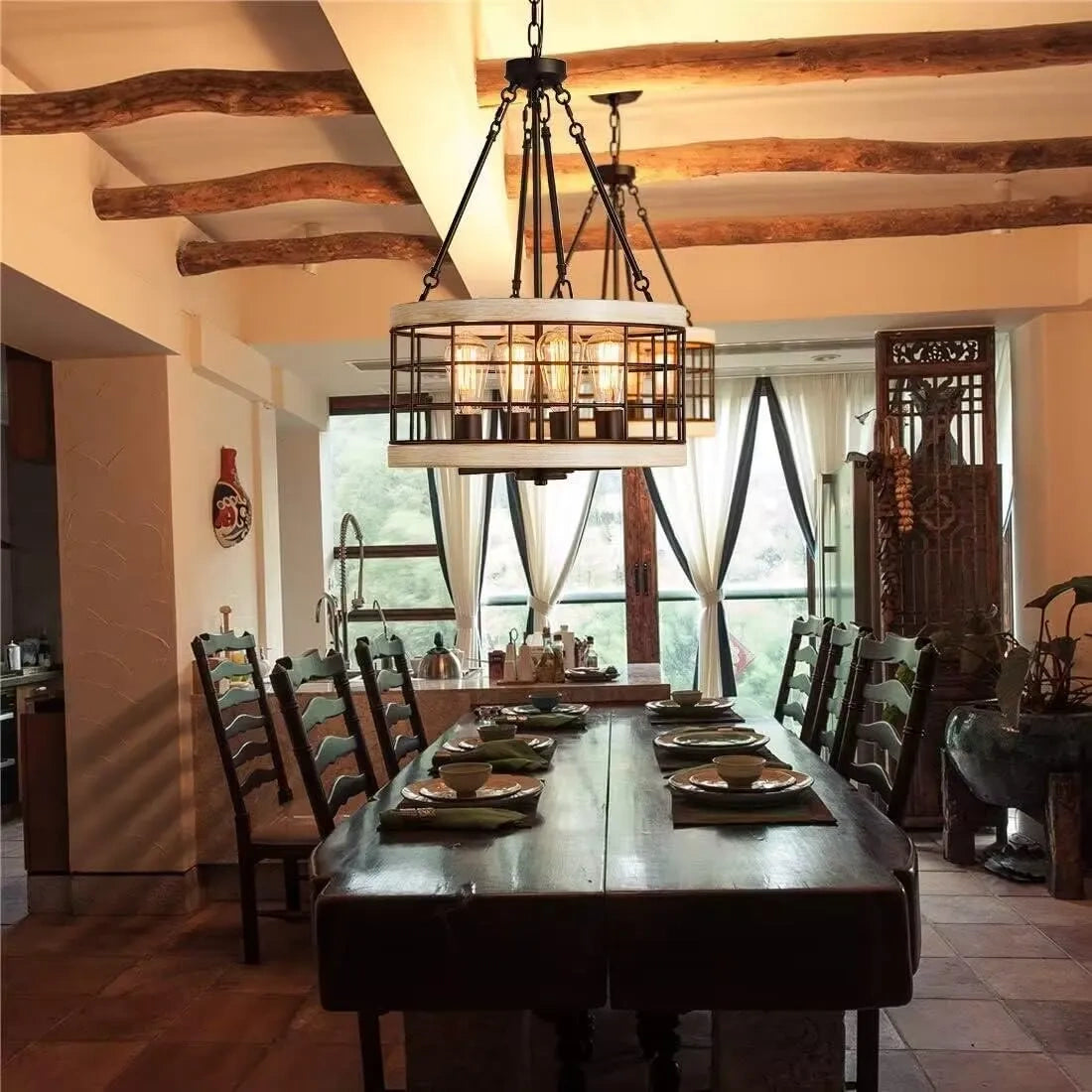 AIHYING Farmhouse 4-Light Chandelier, UL Listed (NEW)