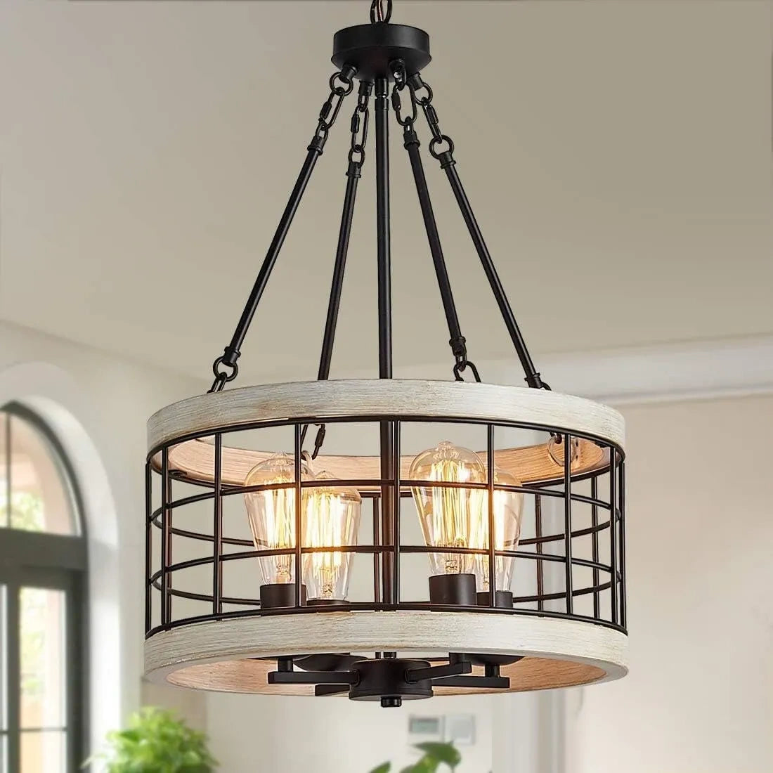 AIHYING Farmhouse 4-Light Chandelier, UL Listed (NEW)