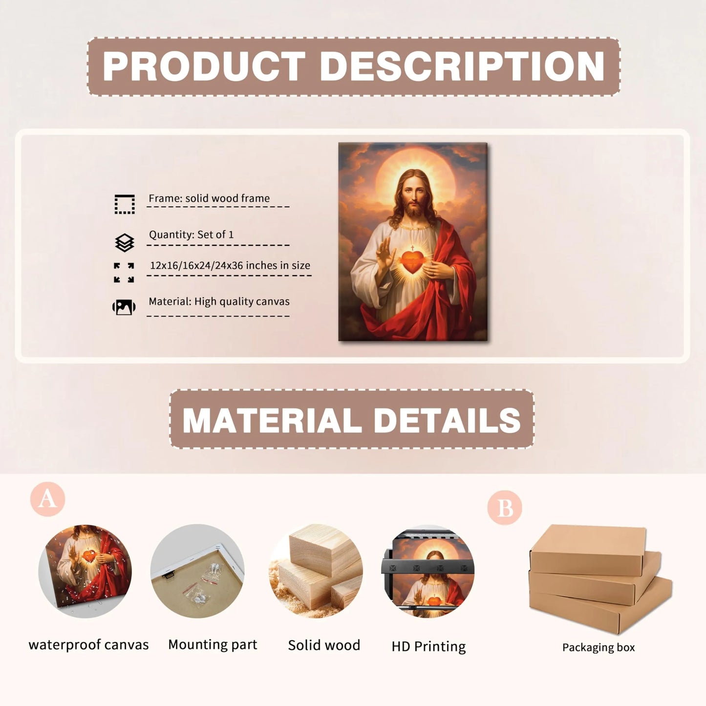 Jesus Sacred Heart Christian Wall Art (NEW)