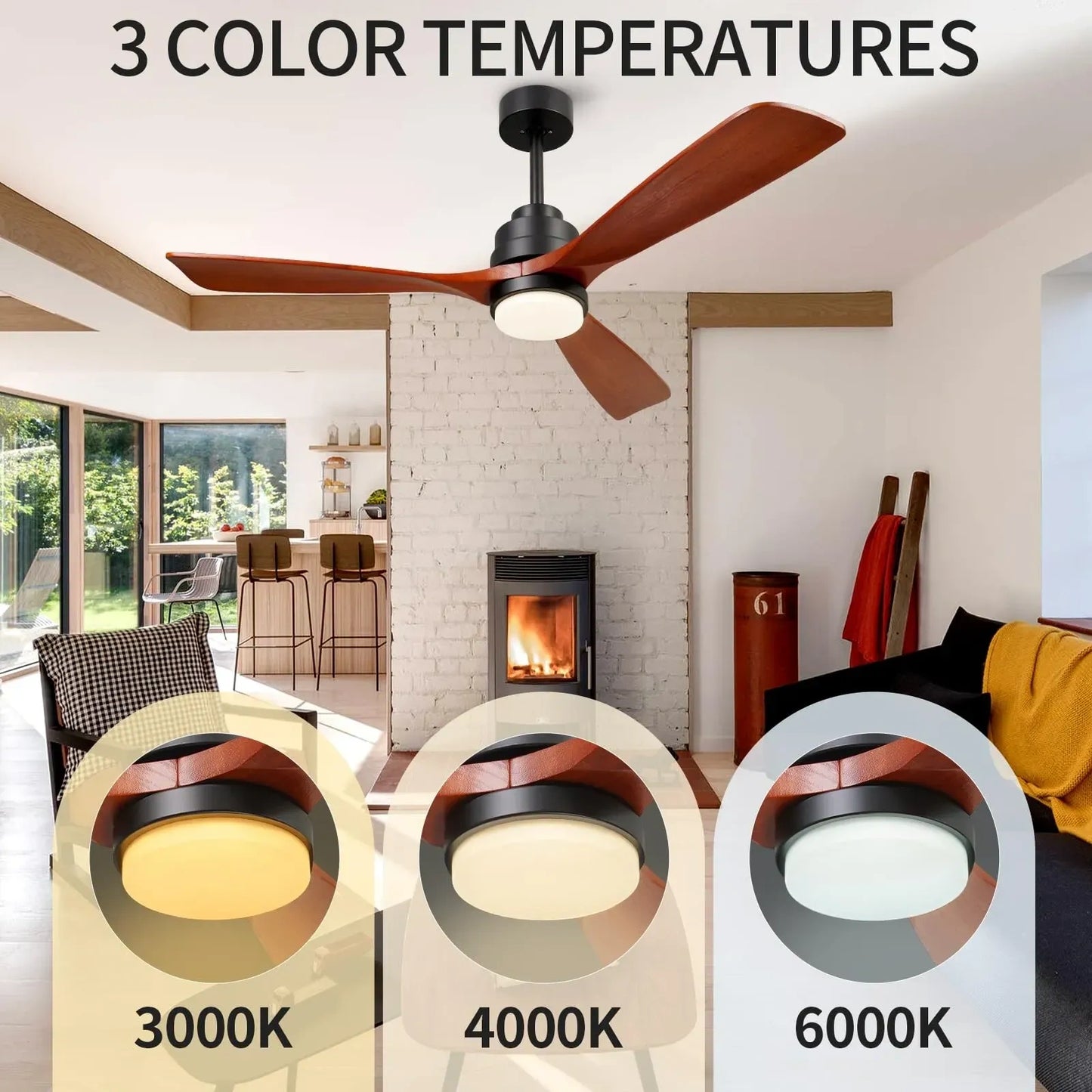 Wood Ceiling Fan with Light (NEW)