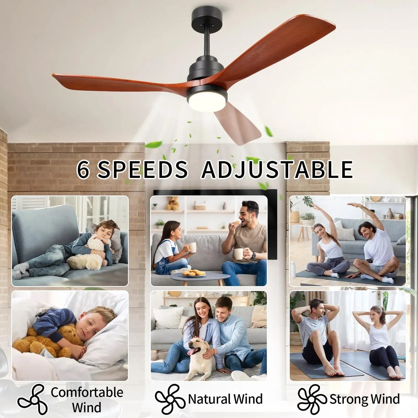 Wood Ceiling Fan with Light (NEW)