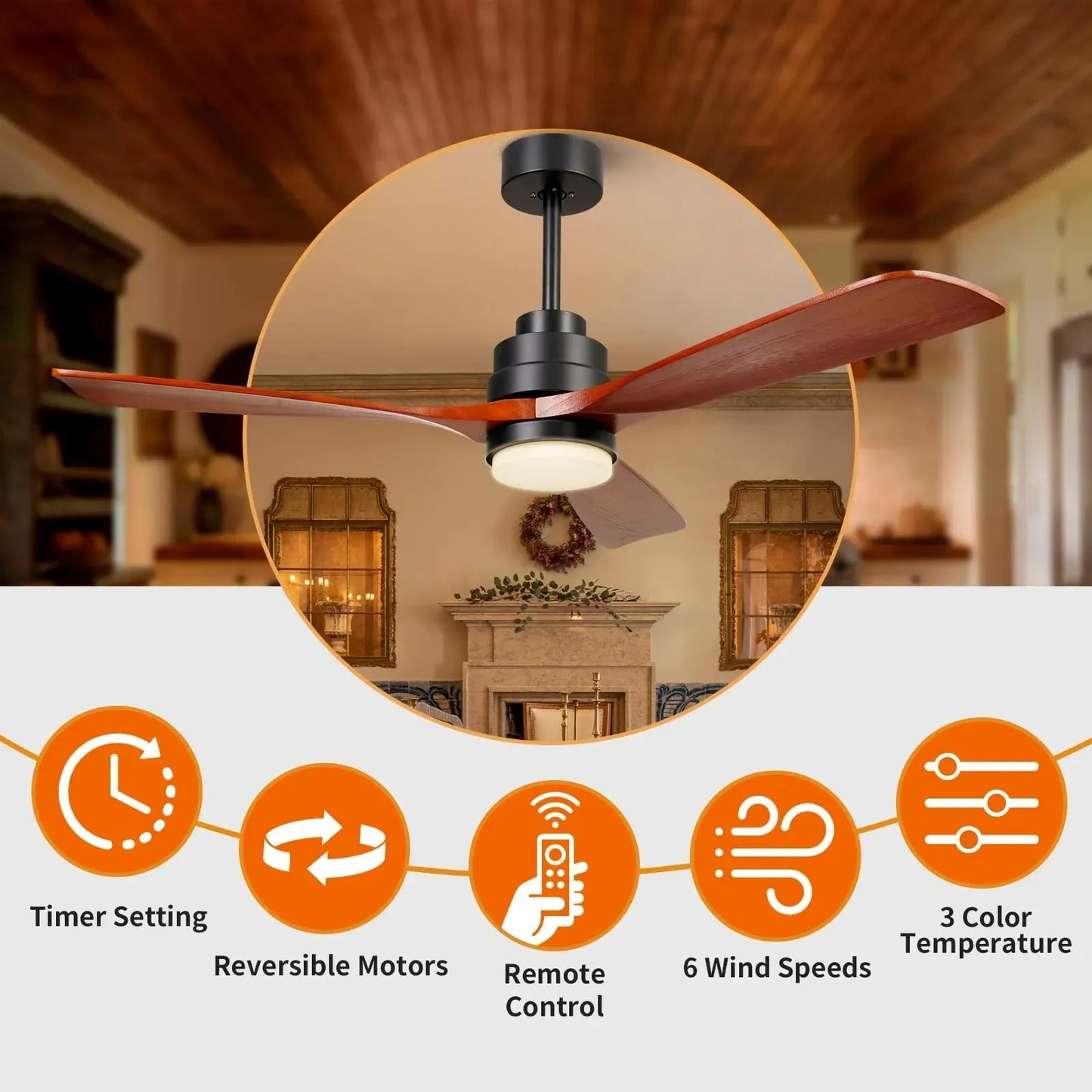 Wood Ceiling Fan with Light (NEW)