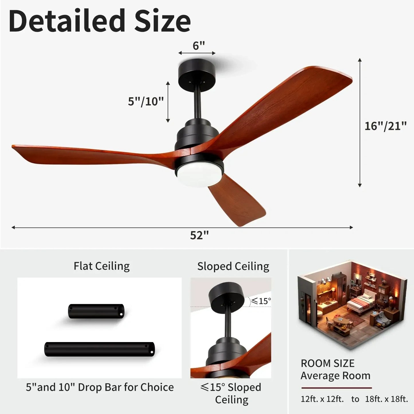 Wood Ceiling Fan with Light (NEW)