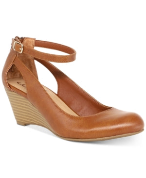 American Rag Womens Miley Faux Leather Ankle Strap Wedges