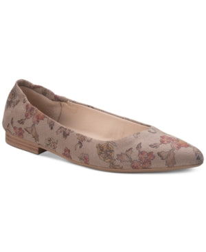 American Rag Womens Beige Floral Elastic Heel Comfort Stretch Jilly Pointy Toe Slip on Leather Ballet Flats 6.5 M - All