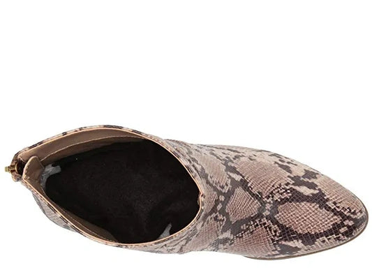 Womens Beige Snakeskin Shock Absorbent Toe Block HeelBooties 7.5 M (NEW)