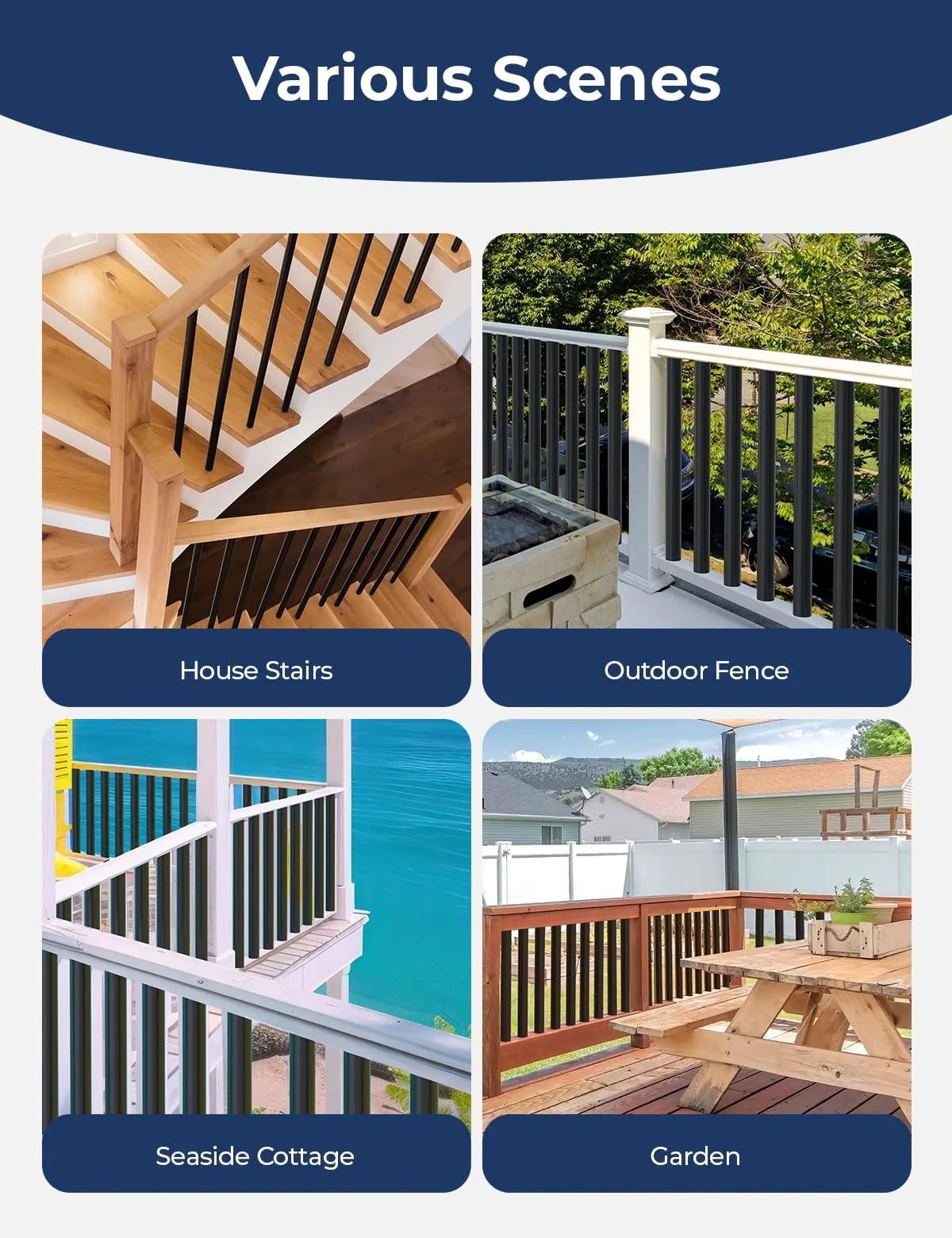 101-Pack 26 inch Round Aluminum Deck Balusters (NEW)