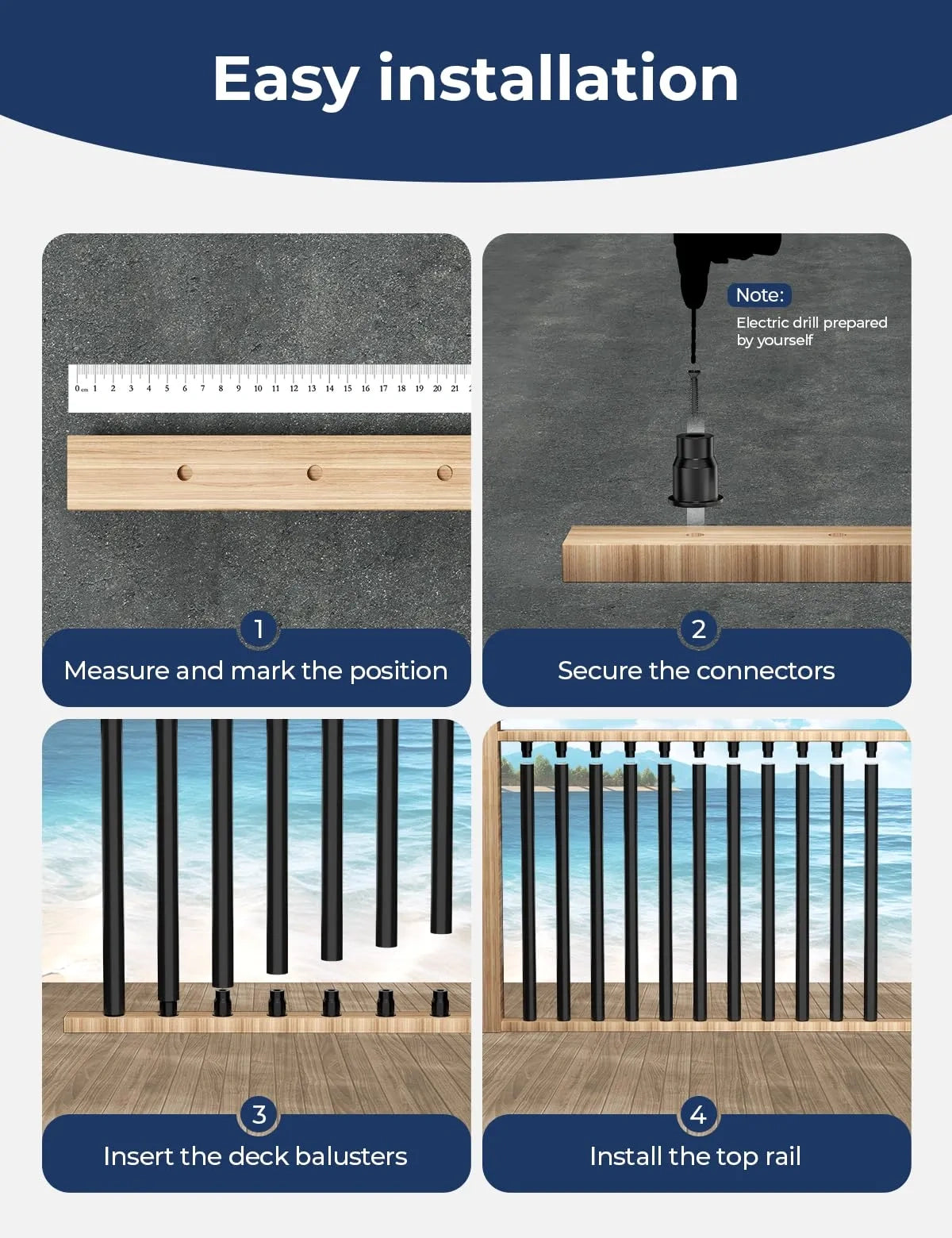 101-Pack 26 inch Round Aluminum Deck Balusters (NEW)