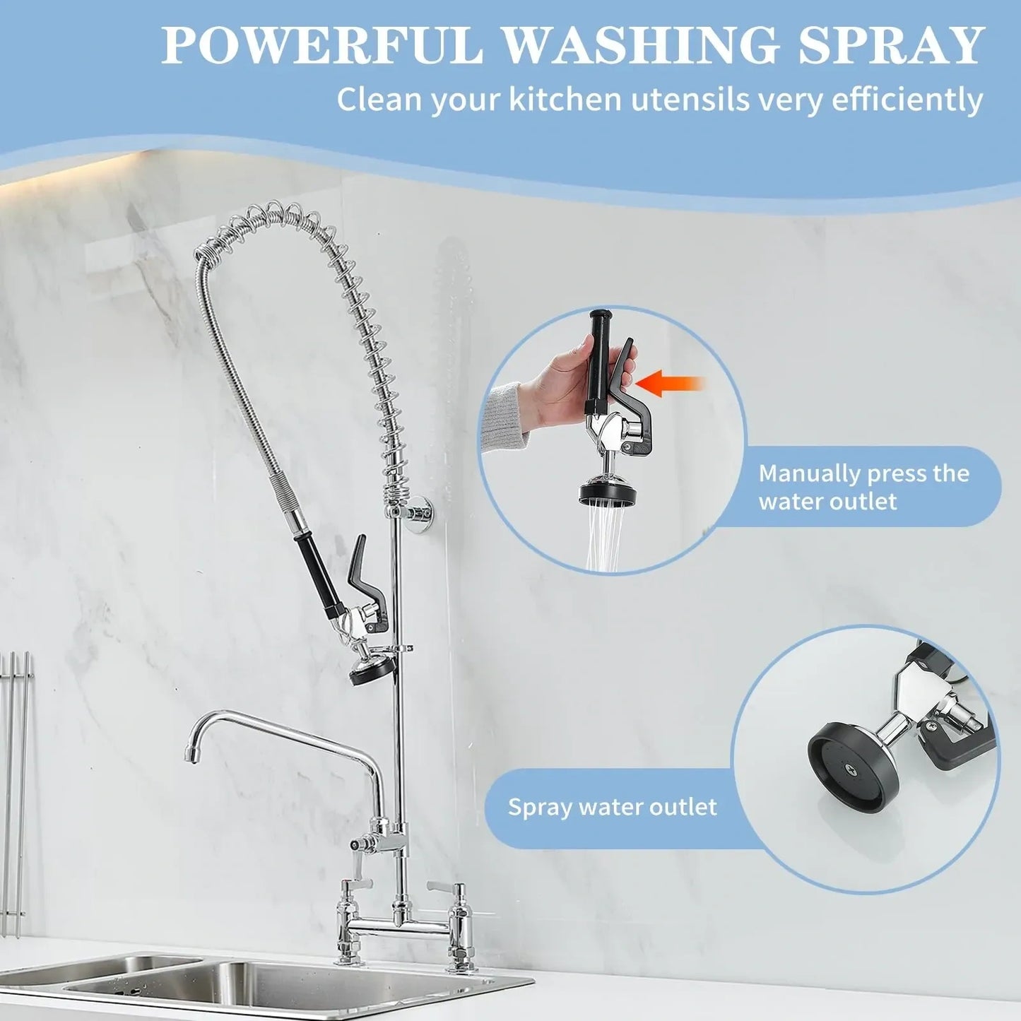 BATHFINESSE Commercial Faucet with Sprayer (NEW)