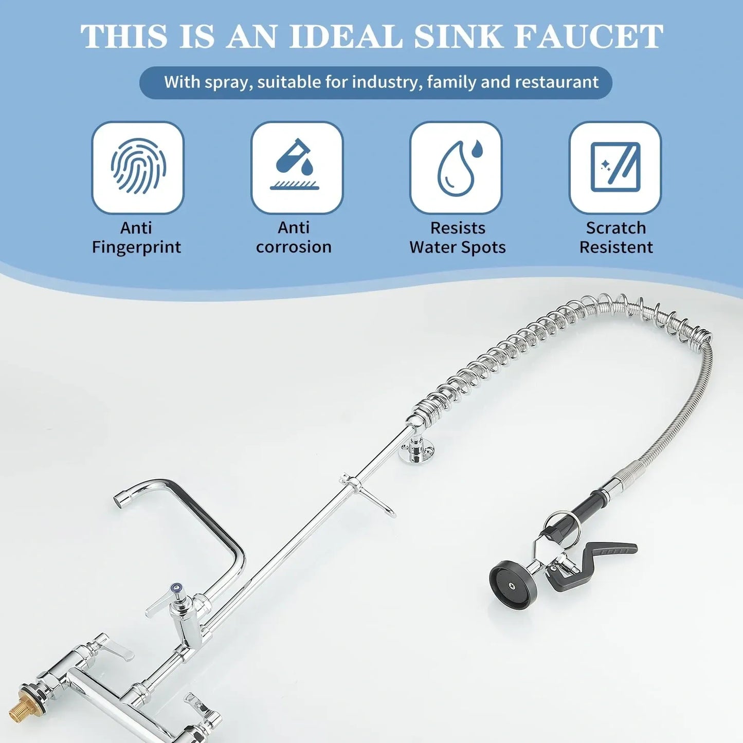 BATHFINESSE Commercial Faucet with Sprayer (NEW)