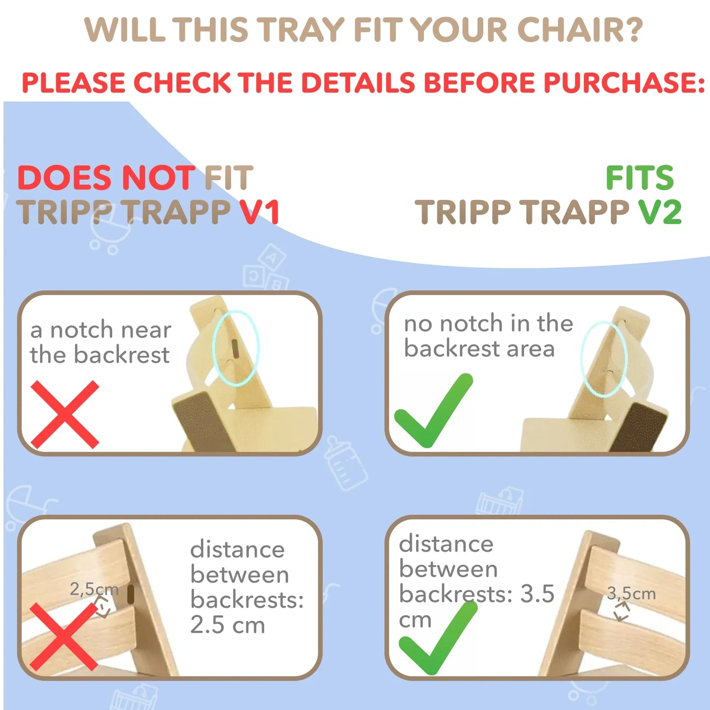 Babarta High Chair Tray Compatible with Stokke Tripp Trapp Chair (NEW)