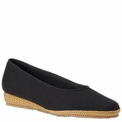 Beacon Womens Phoenix Canvas Espadrille Wedge Heels Black 9 Medium (B M) (NEW)