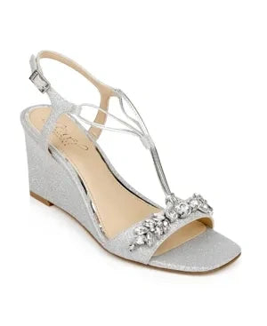 Womens Silver Glitter Tubular Straps Toe Dress Sandals Shoes 8.5 (NEW)