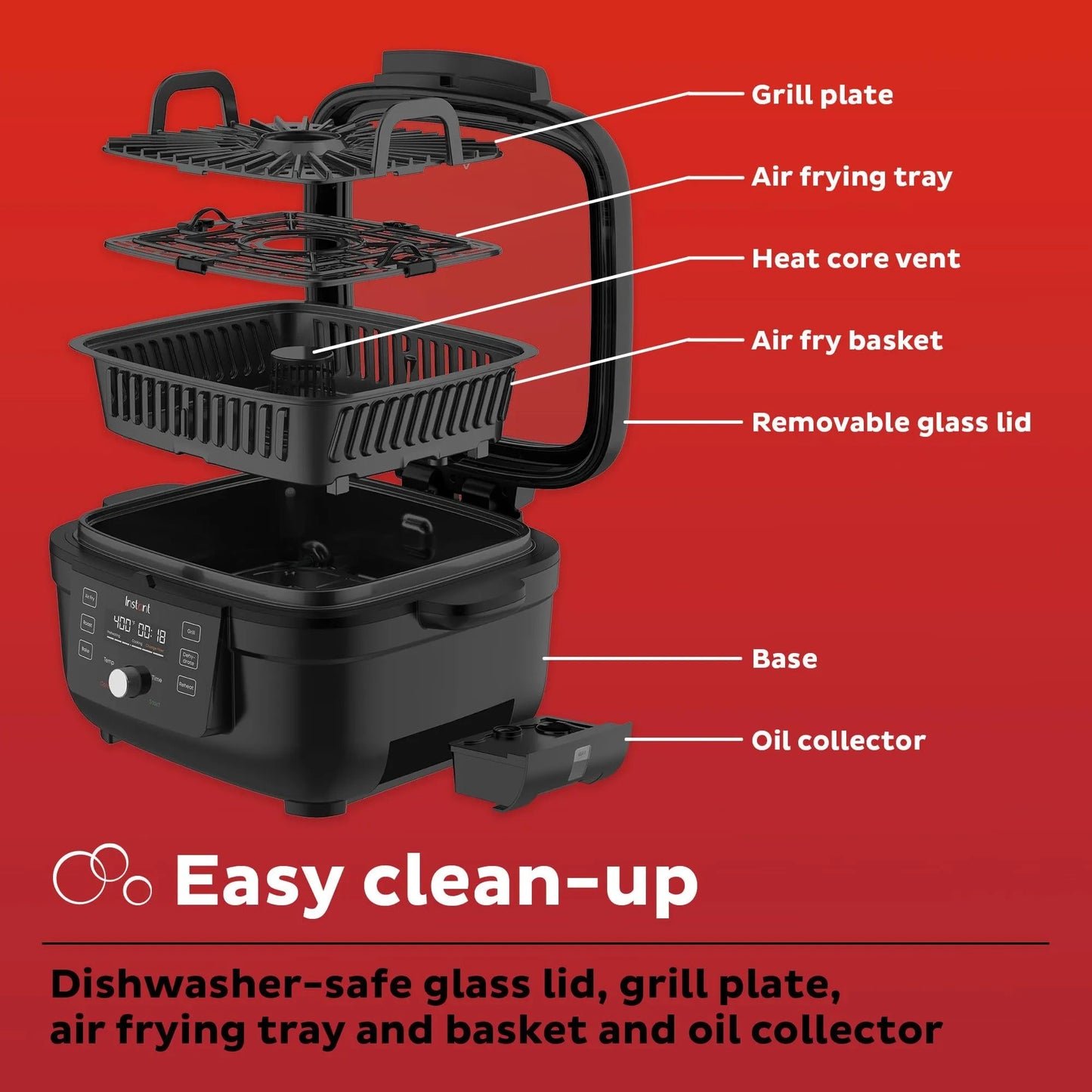 Instant Pot 6-in-1 Smokeless Grill & Air Fryer w/ OdorErase Technology