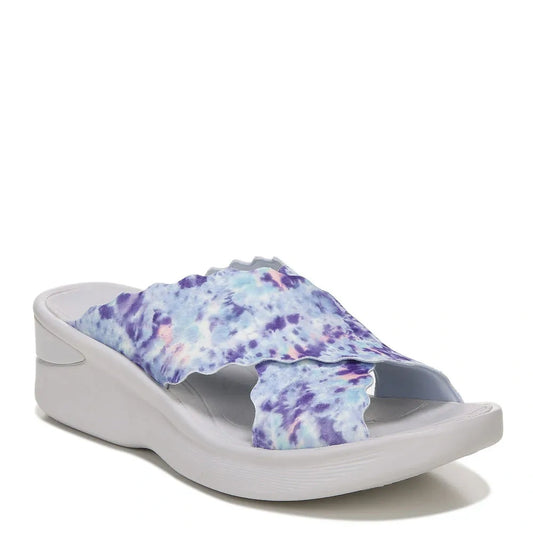 Womens Blue Scalloped Crisscrossing Strap Round Toe Slip on Sandals 10 M (NEW)