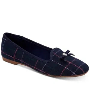 Womens Kim II Textured Bow Smoking Loafers Navy 6 Medium (B M) (NEW)