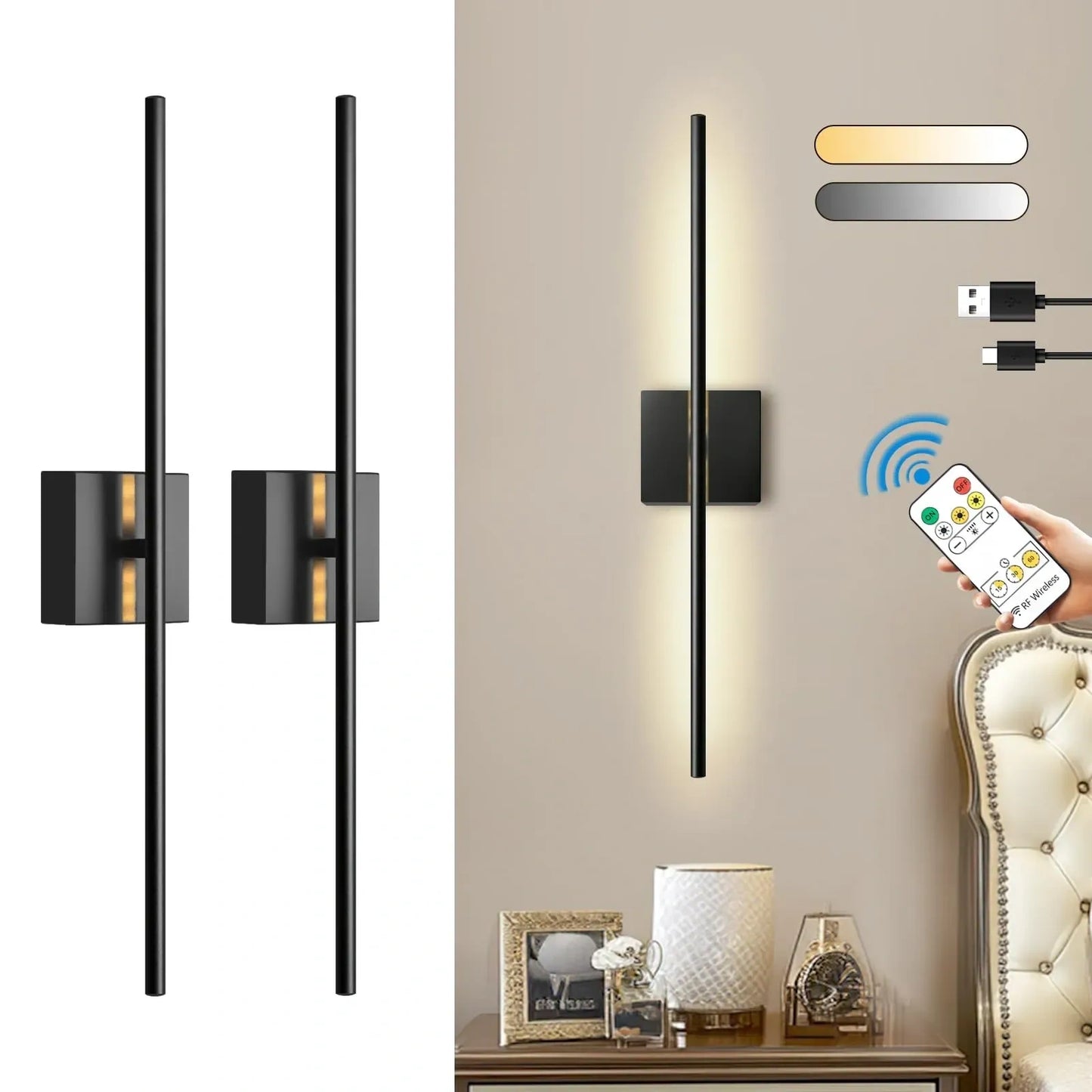 DZW 12000mAh Battery Operated Wall Sconces with Remote Control (NEW)