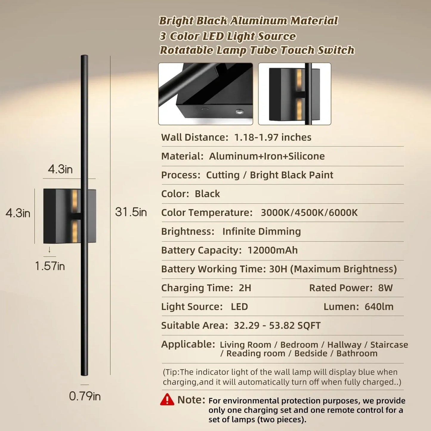 DZW 12000mAh Battery Operated Wall Sconces with Remote Control (NEW)