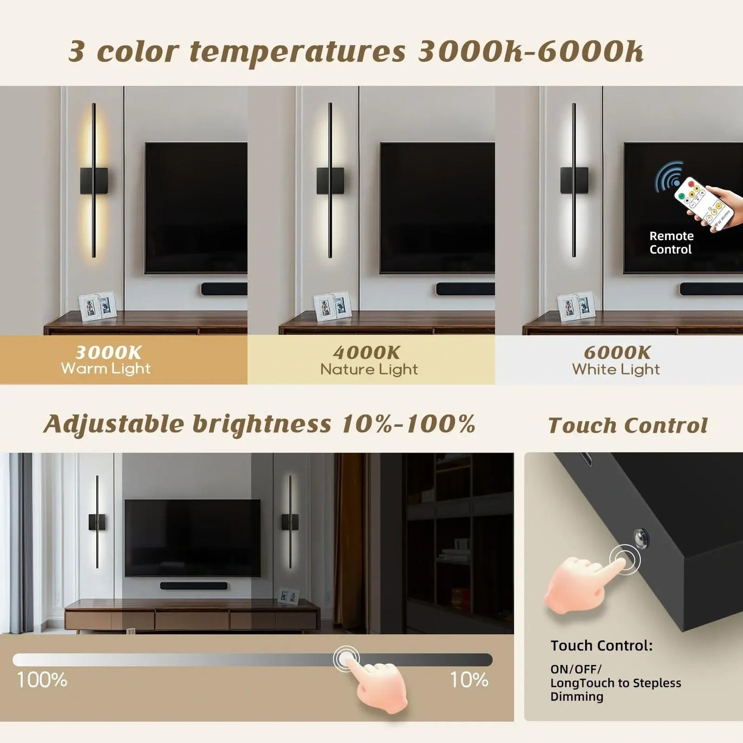 DZW 12000mAh Battery Operated Wall Sconces with Remote Control (NEW)
