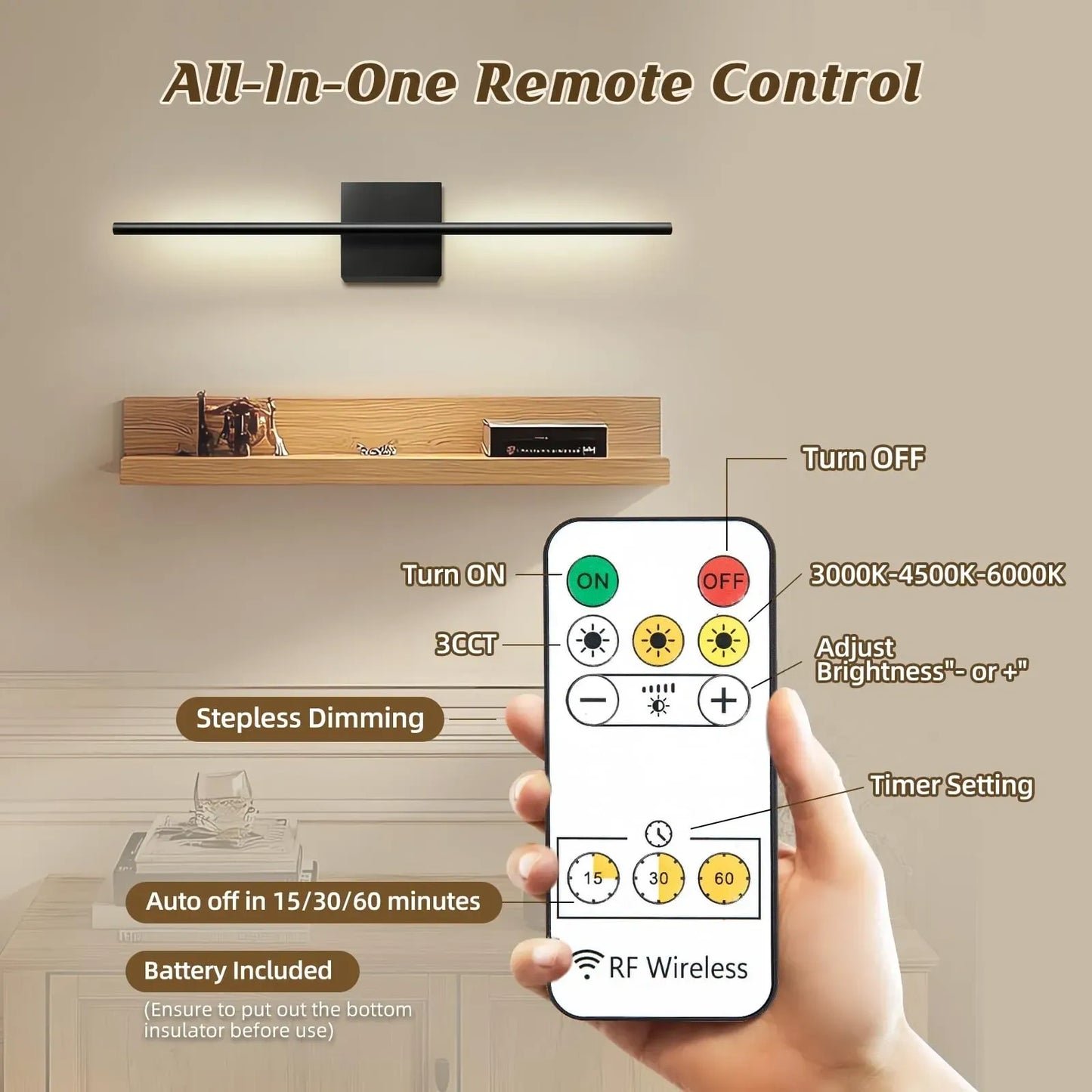 DZW 12000mAh Battery Operated Wall Sconces with Remote Control (NEW)