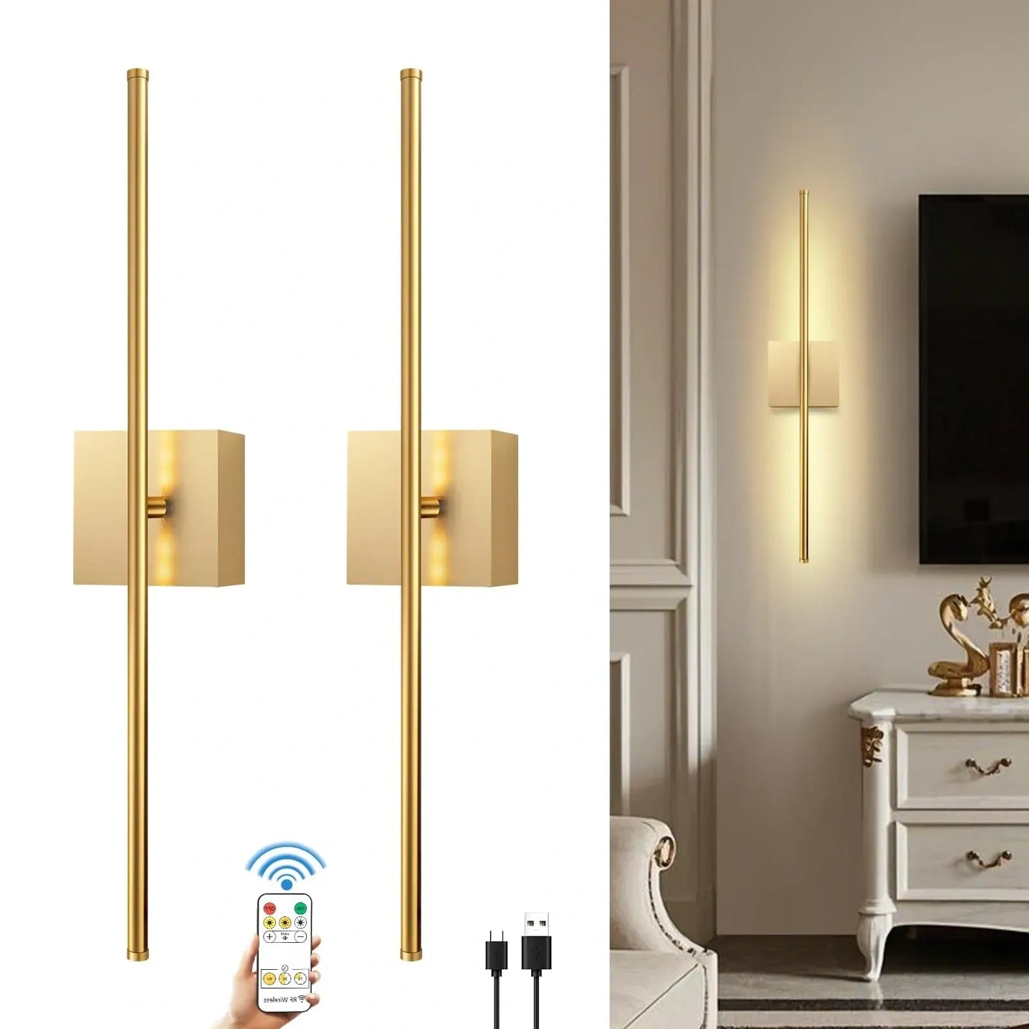 DZW 12000mAh Battery Operated Wall Sconces with Remote Control (NEW)