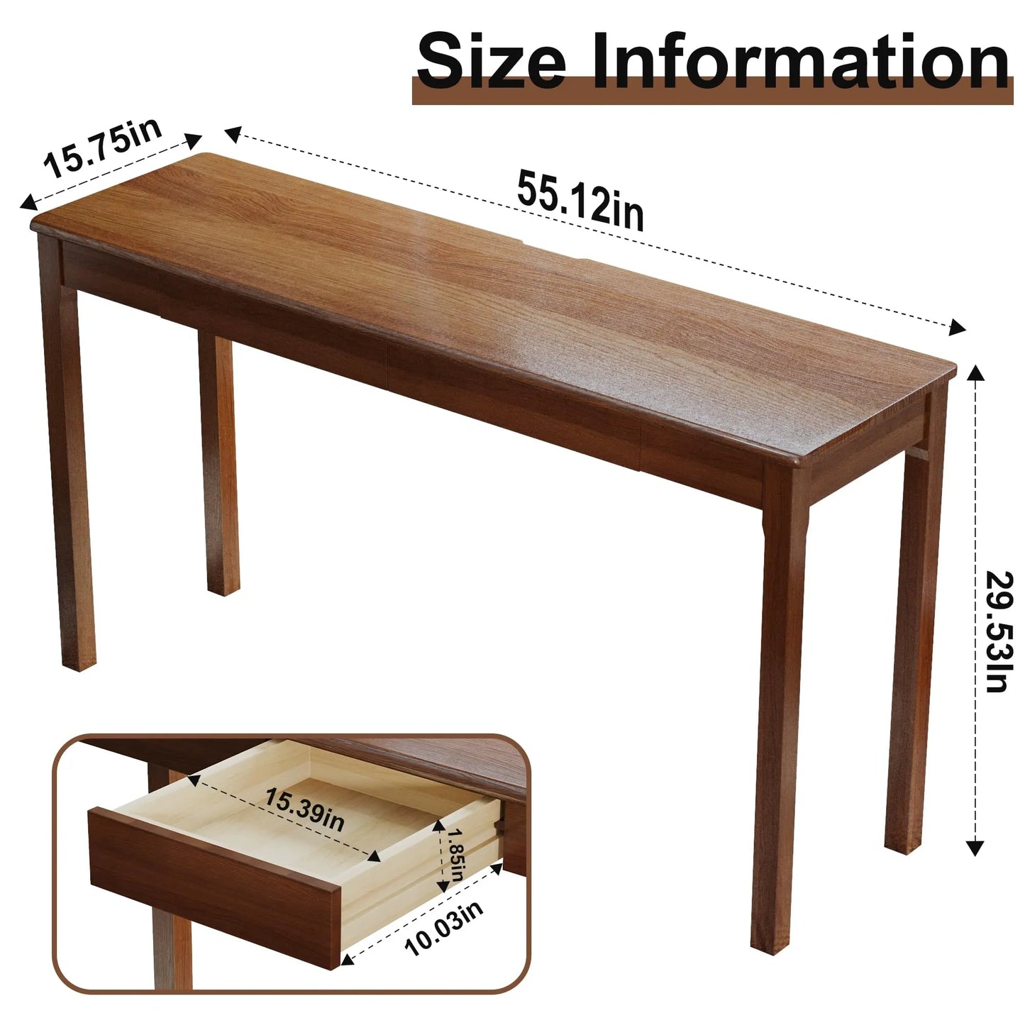 Solid Wood Desk with Drawers (NEW)