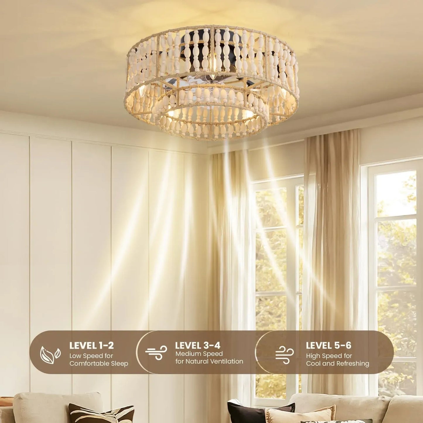 Fansconce Boho Caged Ceiling Fans with Lights (NEW)