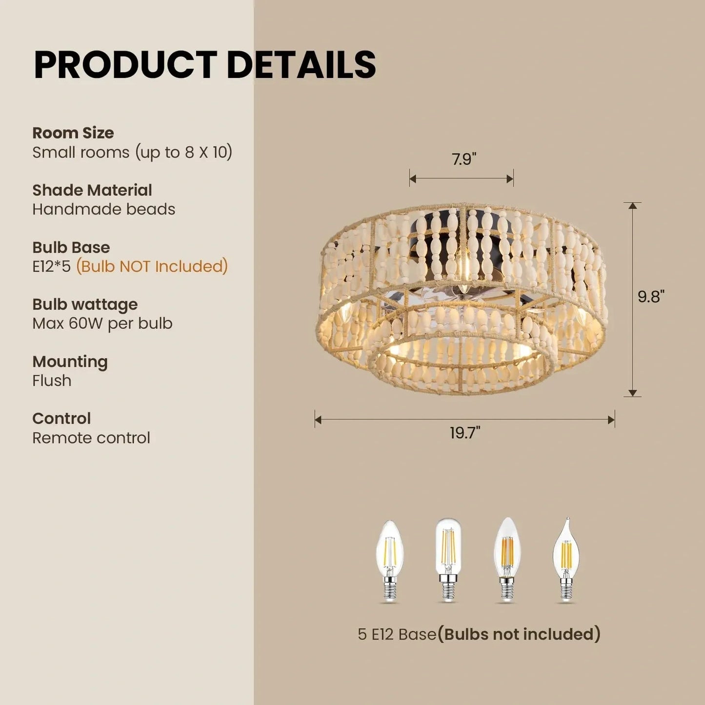 Fansconce Boho Caged Ceiling Fans with Lights (NEW)